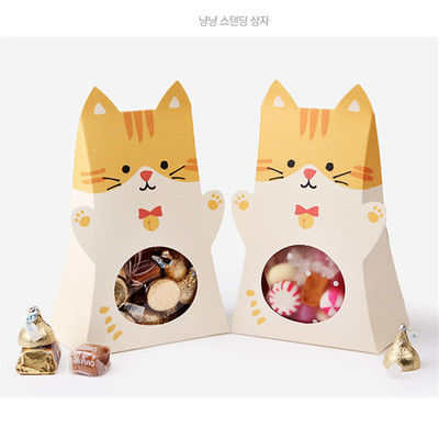 SGS PSD CDR Cartoon Cat Shape Dessert Takeaway Boxes For Cookies