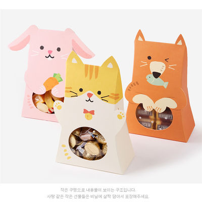 SGS PSD CDR Cartoon Cat Shape Dessert Takeaway Boxes For Cookies