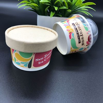 Embossing Gold Foil Disposable Ice Cream Cups Eco Friendly